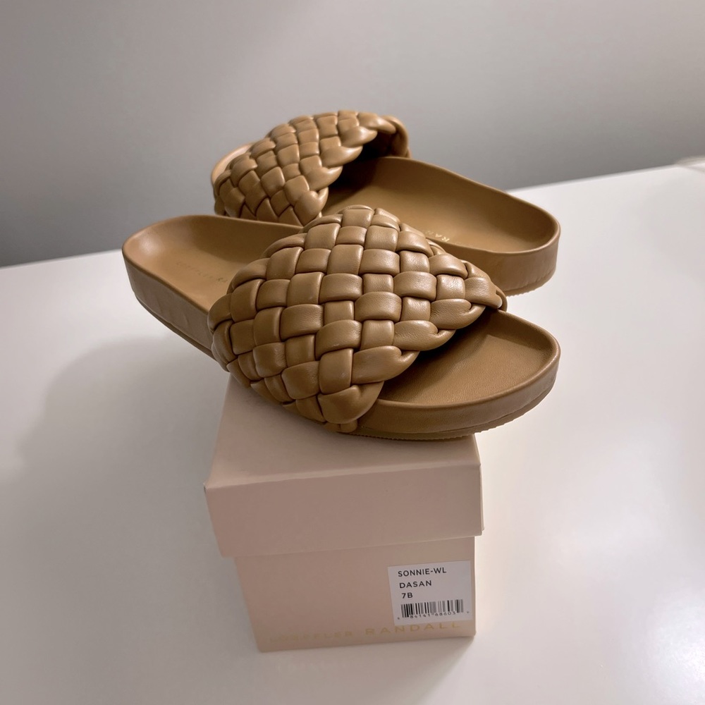 Loeffler Randall “Sonnie” Woven Leather Slides